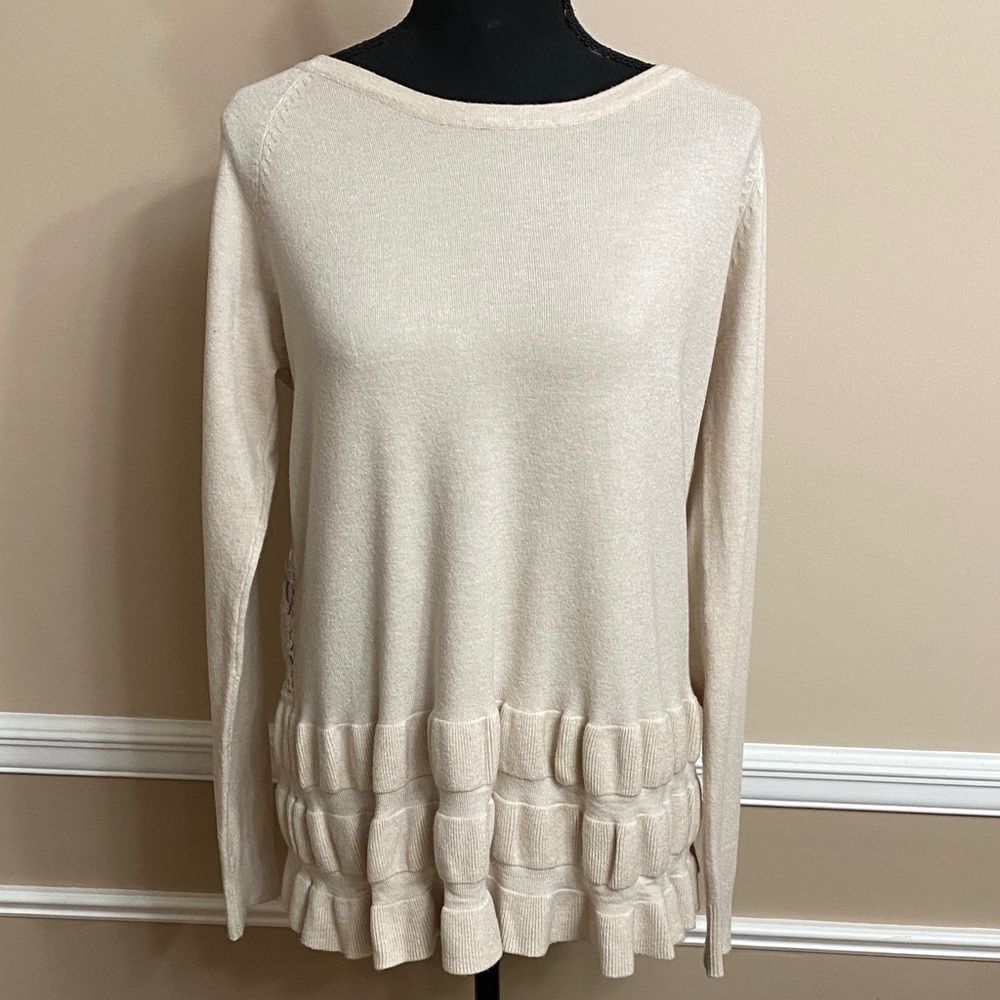 Sioni Cream Knit Sweater Large EUC